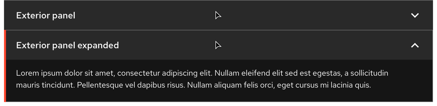 Dark theme accordion hover state example