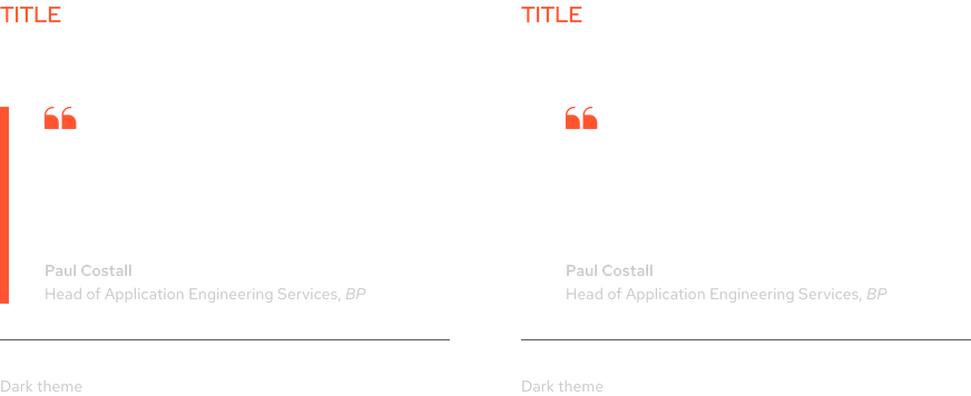 Image of two blockquotes, both with red title text and white header text