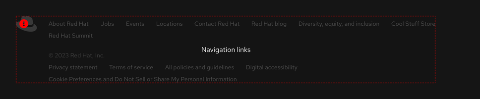  Image of the universal footer showing only one region that cannot be customized