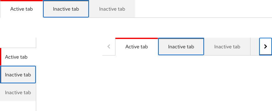 Image of light theme box tabs focus states
