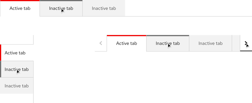 Image of light theme box tabs hover states
