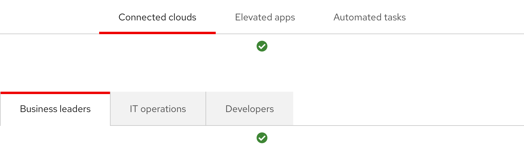 Image of open tabs with three tabs on top and box tabs with three tabs below