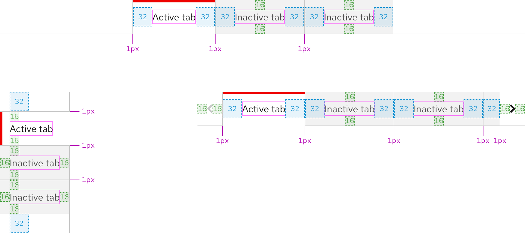 Image of box tabs spacing for all sizes and orientations